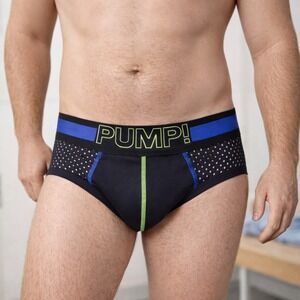 PUMP Black Blue Mesh Athletic Briefs Underwear Men's Size XXL (34-36) NWT